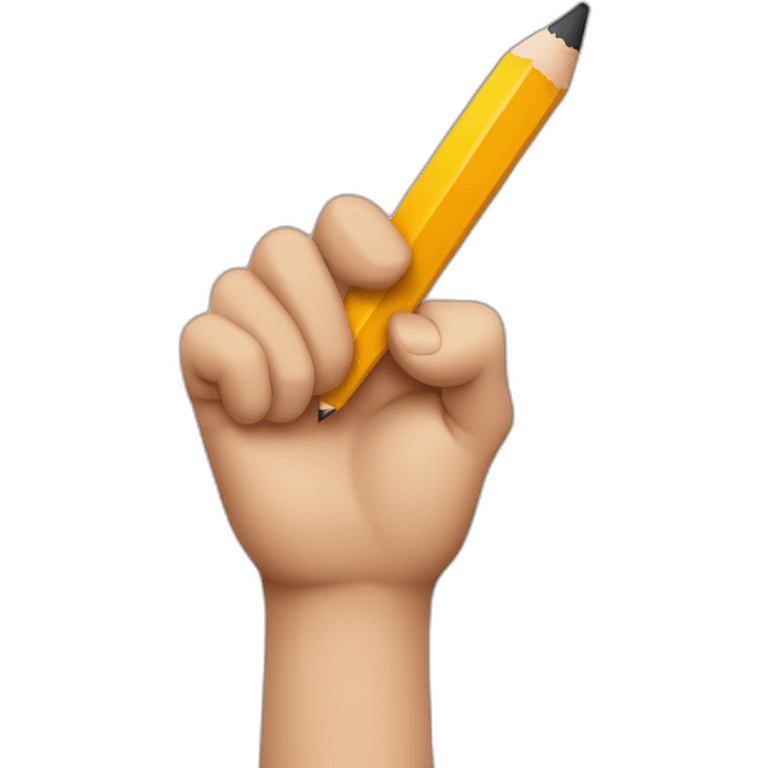 hand holding a big pencil in fist emoji