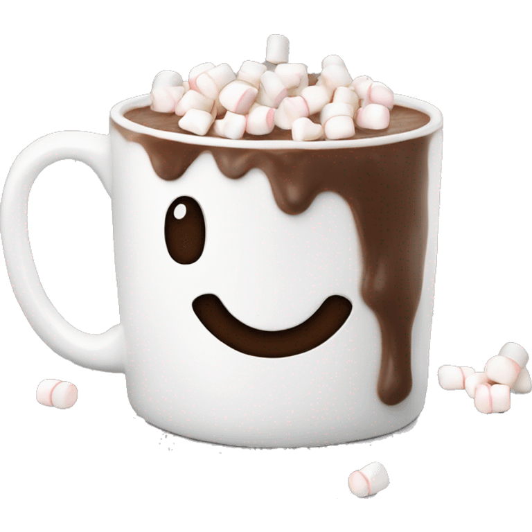 Hot chocolate in a white mug with marshmallows on top emoji