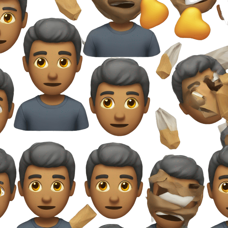 man losing objects behind him emoji