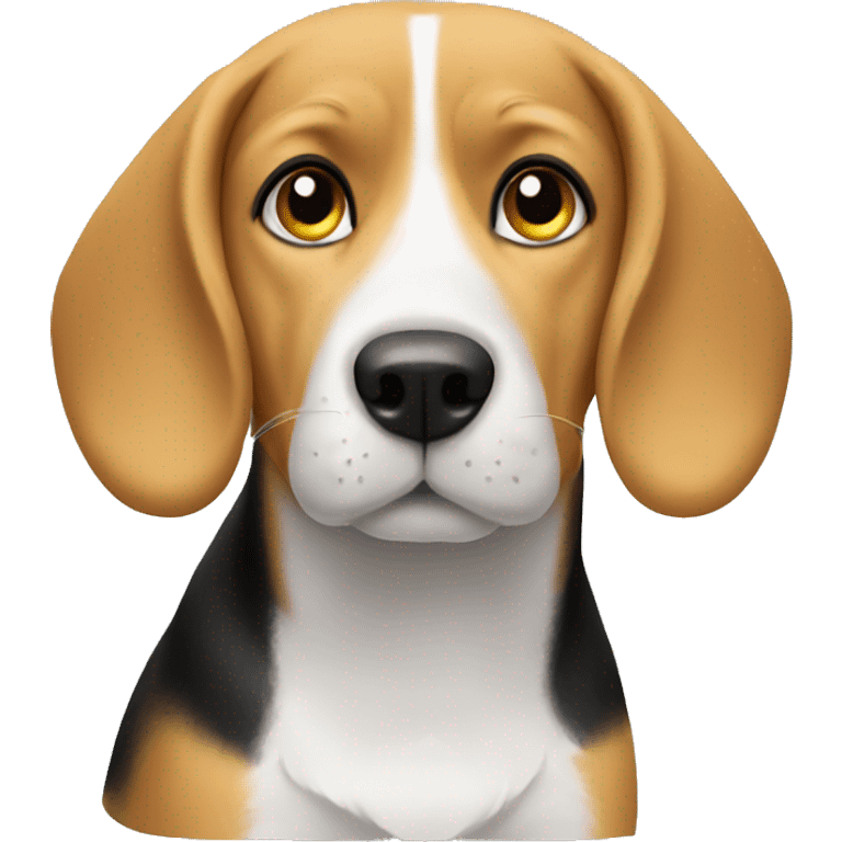 A beagle with a blonde emoji