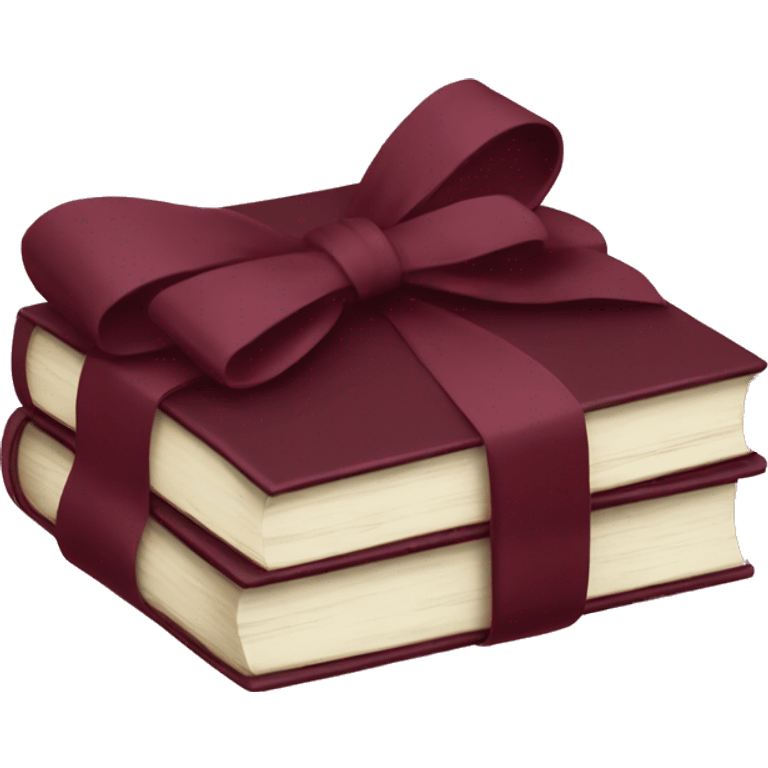 burgundy books stacked up and tied together by a burgundy bow emoji