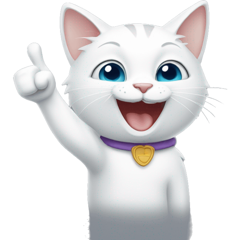 White cat smiling and giving thumbs up  emoji