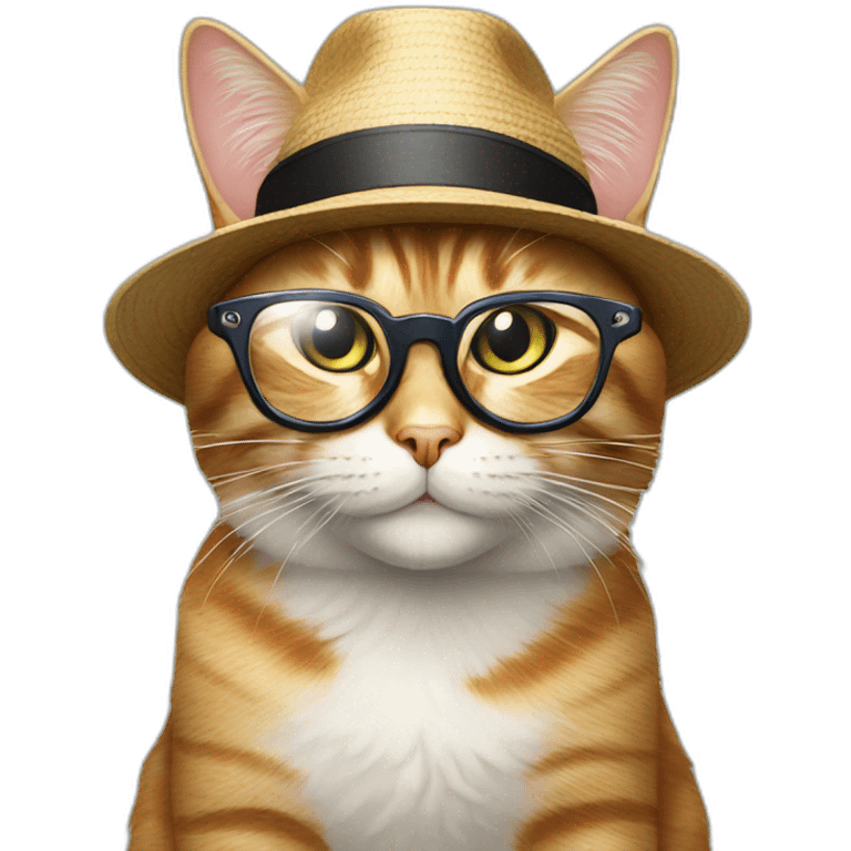 cat with glasses and hat emoji