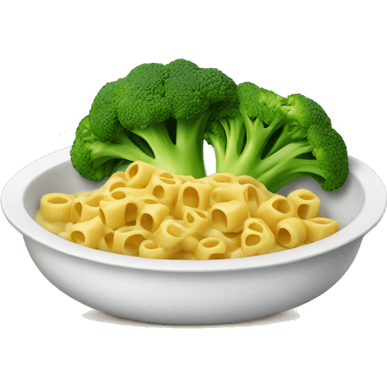 dish with macaroni and pieces of broccoli emoji