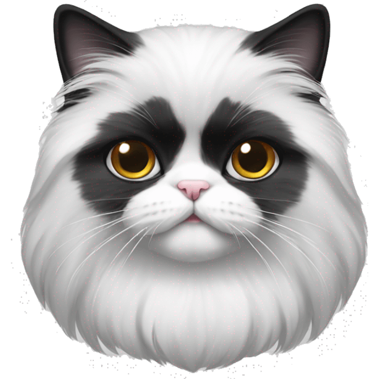 white and black Persian cat with mustache emoji