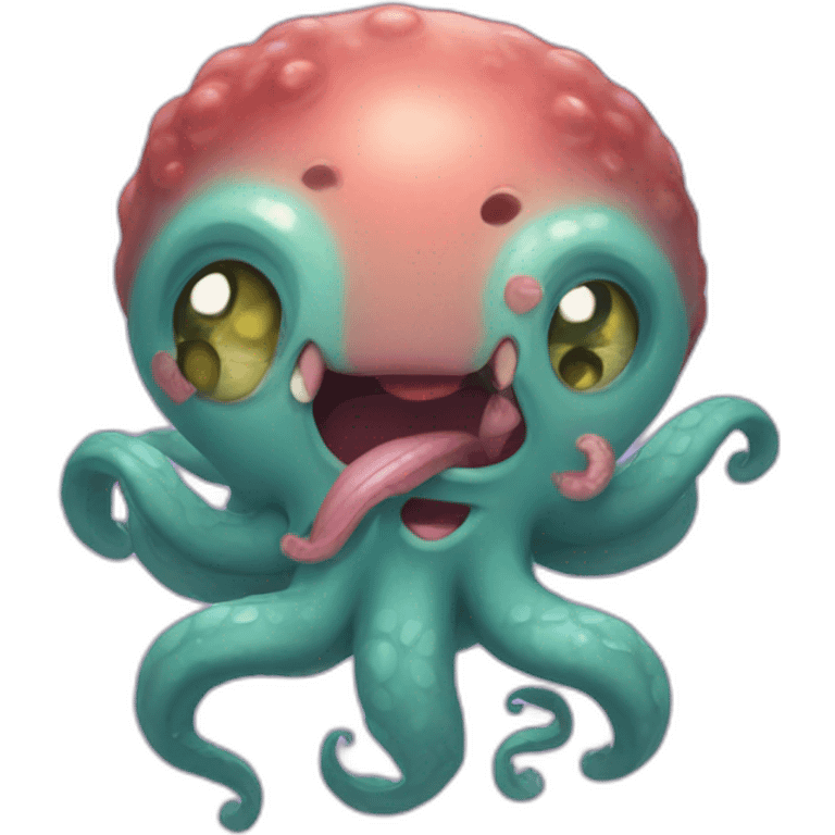 cute kraken cute face having a heart attack emoji