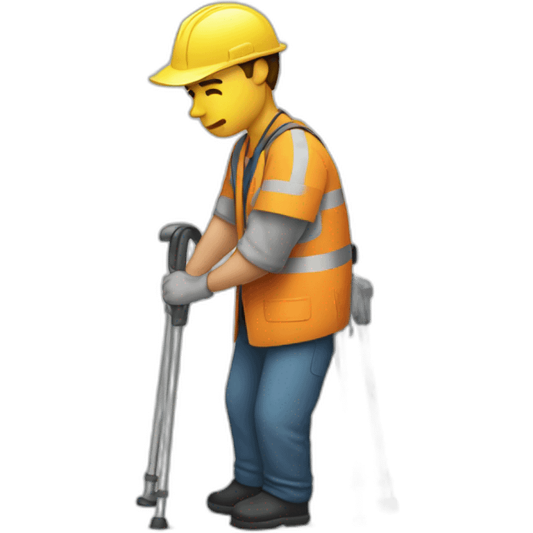 A sad worker on crutches emoji