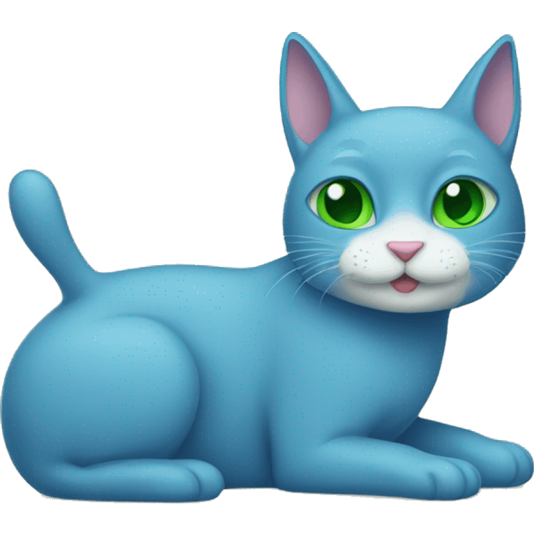 blue cat and green rabit emoji