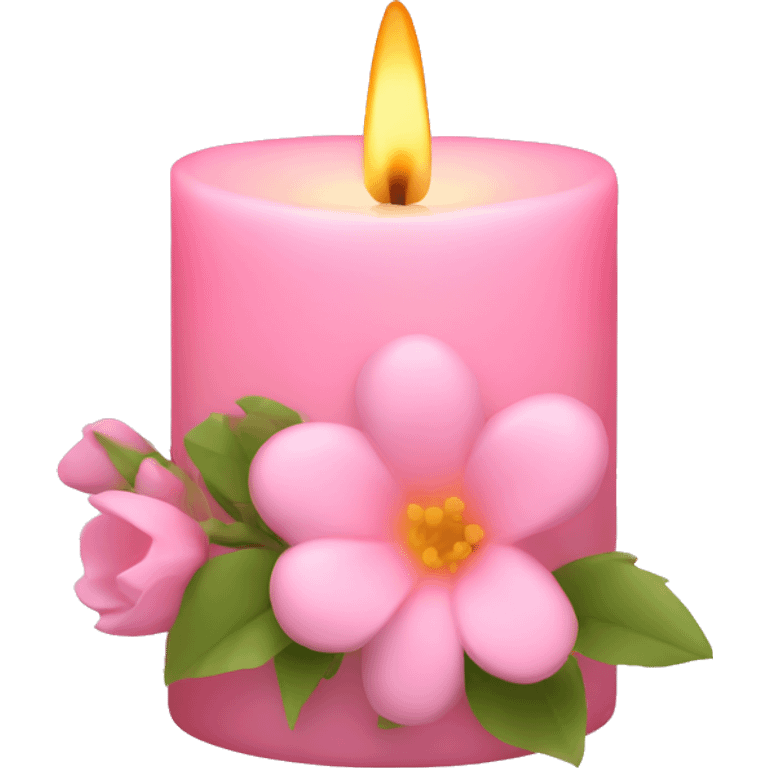 Spring candle with light pink flowers  emoji