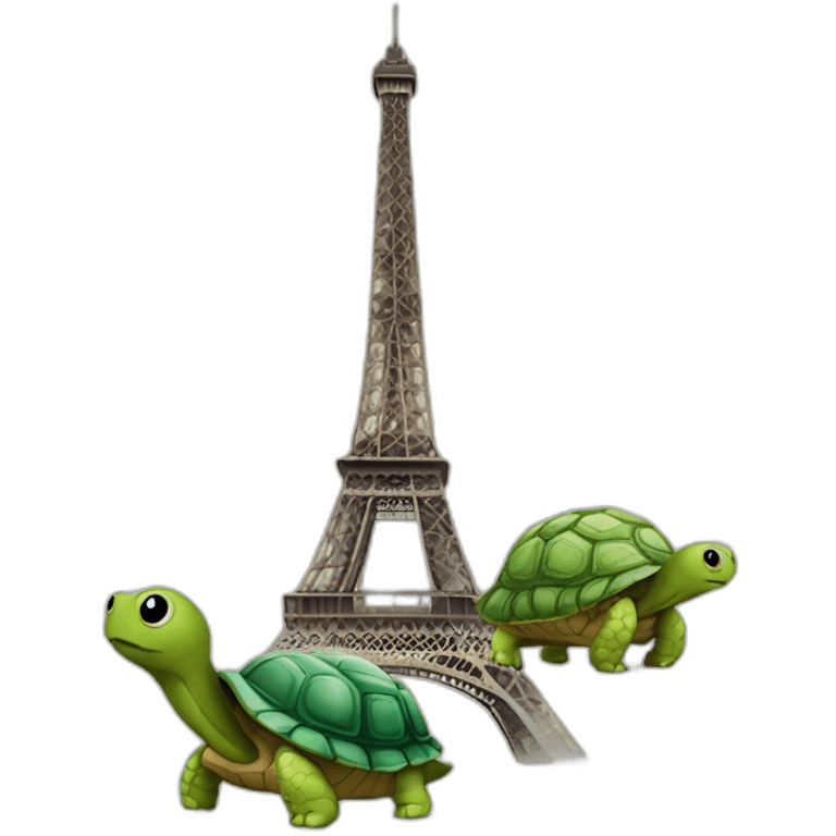 Escargots qui sur une tortue qui est sur la tour Eiffel emoji