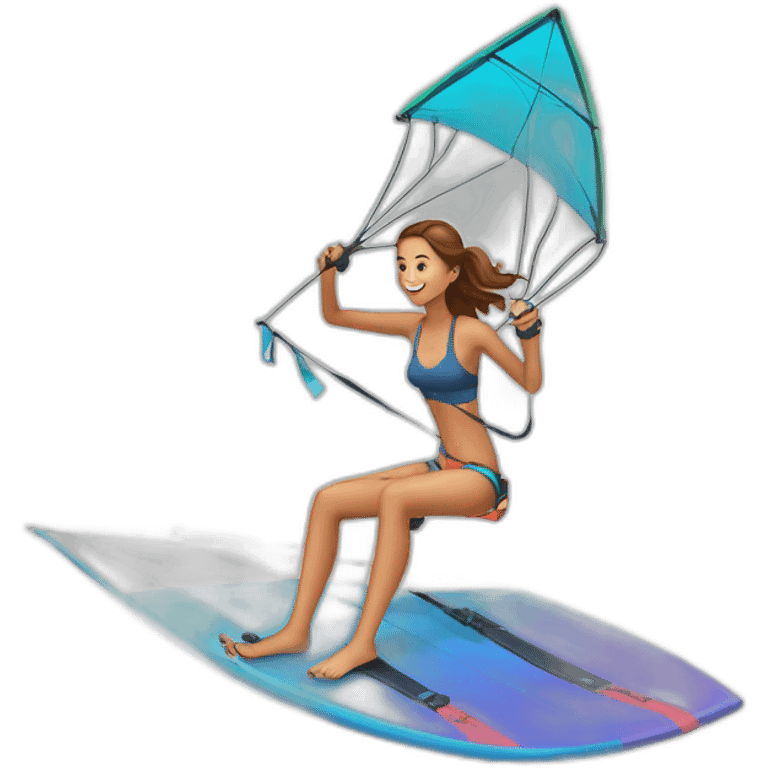 Kiteboard Girl with kite and twintip emoji