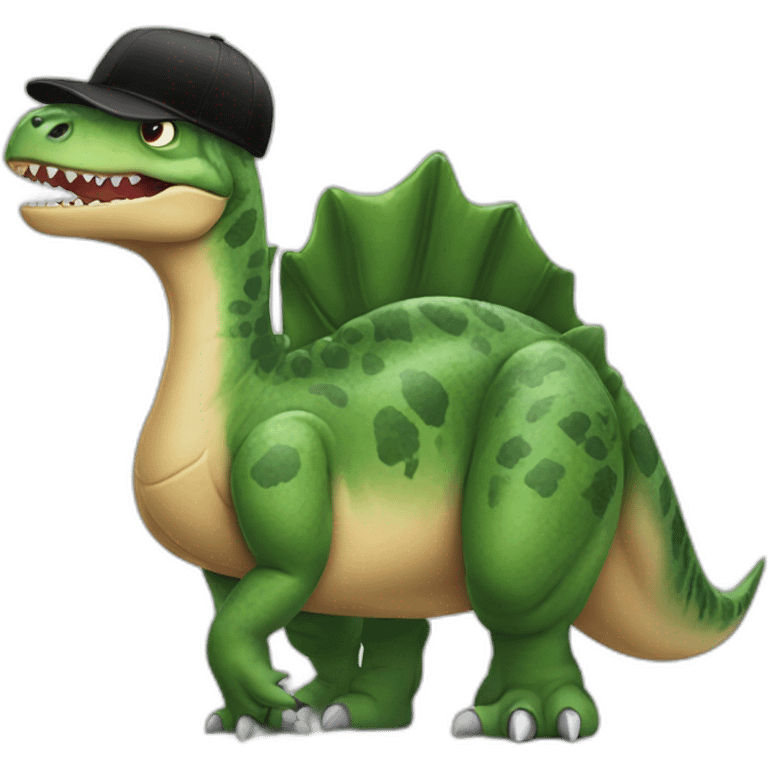 dinosaur with black cap emoji