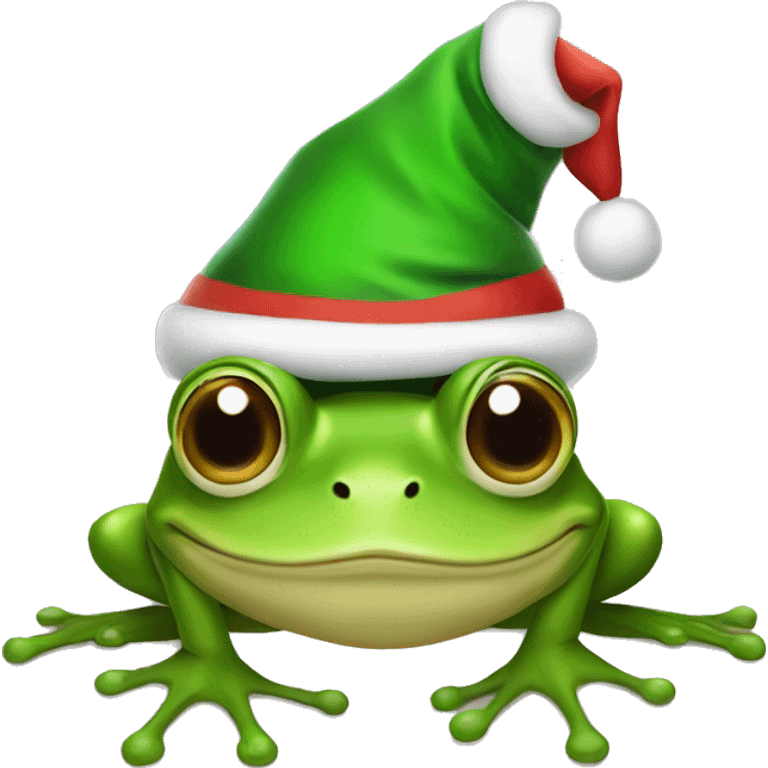 Frog with a santa hat on emoji