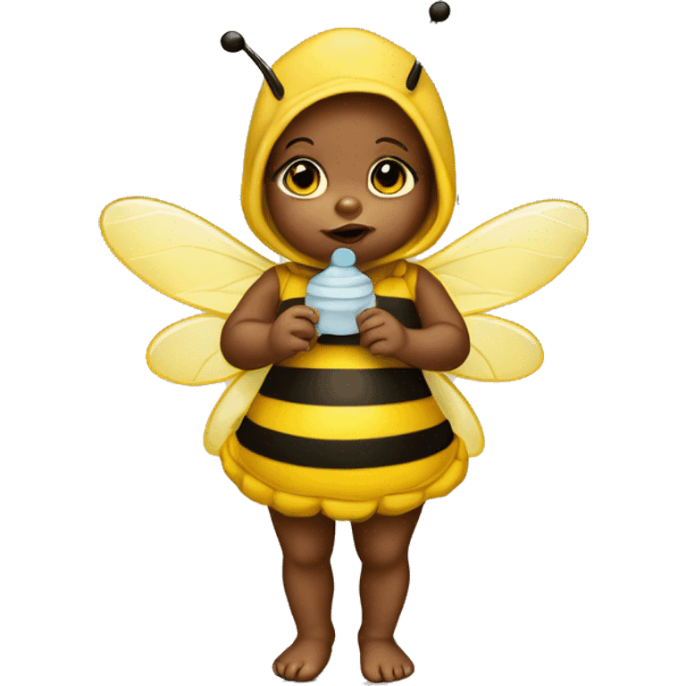 baby girl with pacifier dressed as a bee emoji