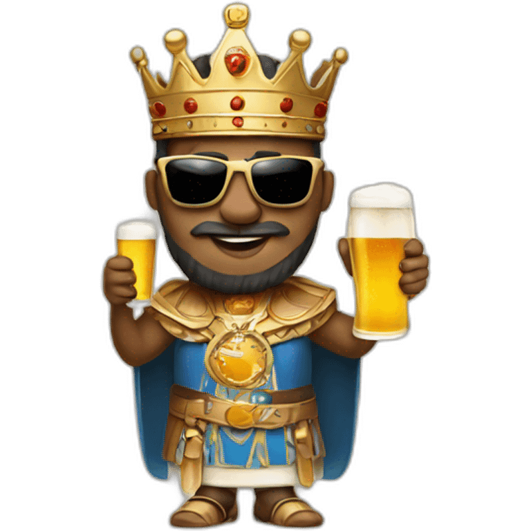 King with a beer and sunglasses emoji