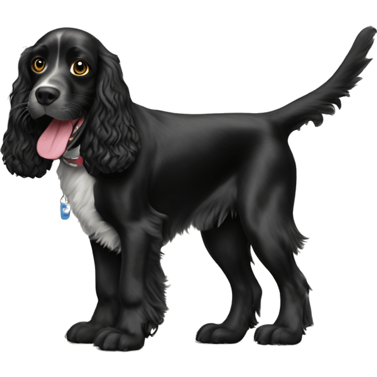 Black Springer spaniel with a shoe in his mouth emoji