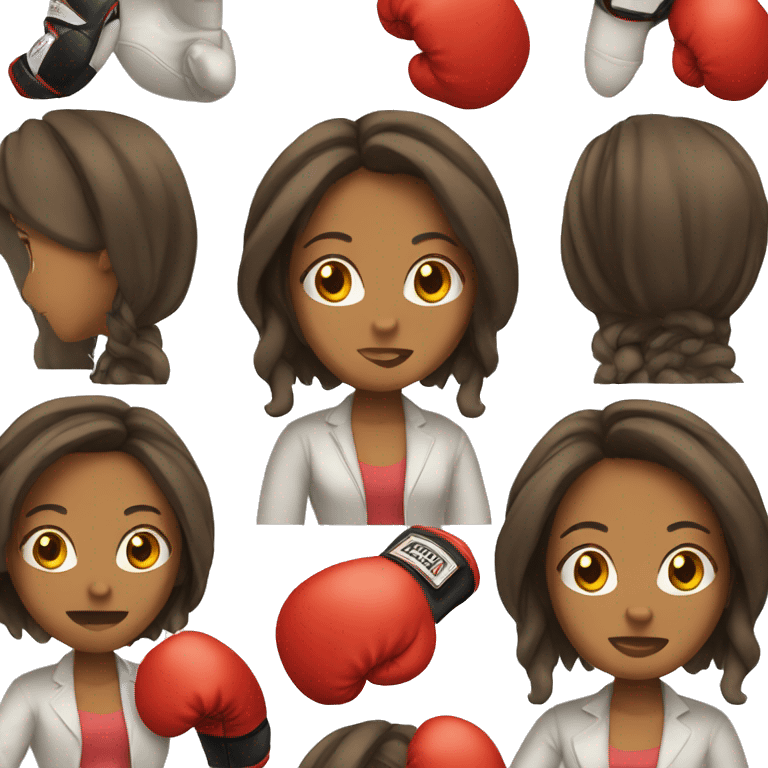 tan girl with boxing gloves  emoji