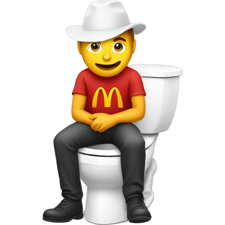 Man wearing a mcdonald’s hat sitting on a toilet  emoji