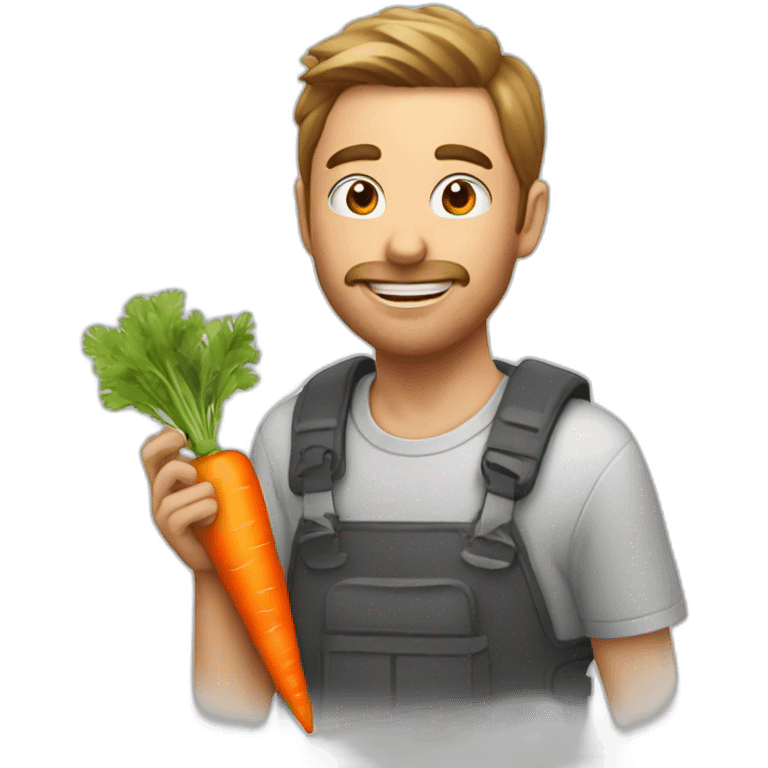 A guy eating a carrot emoji