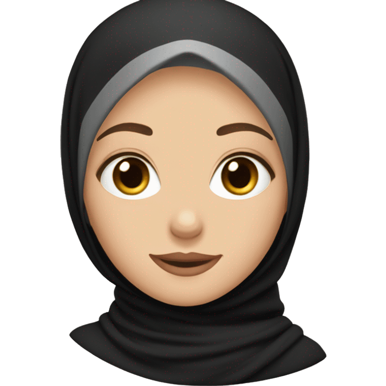 Caucasian girl with full black hijab emoji