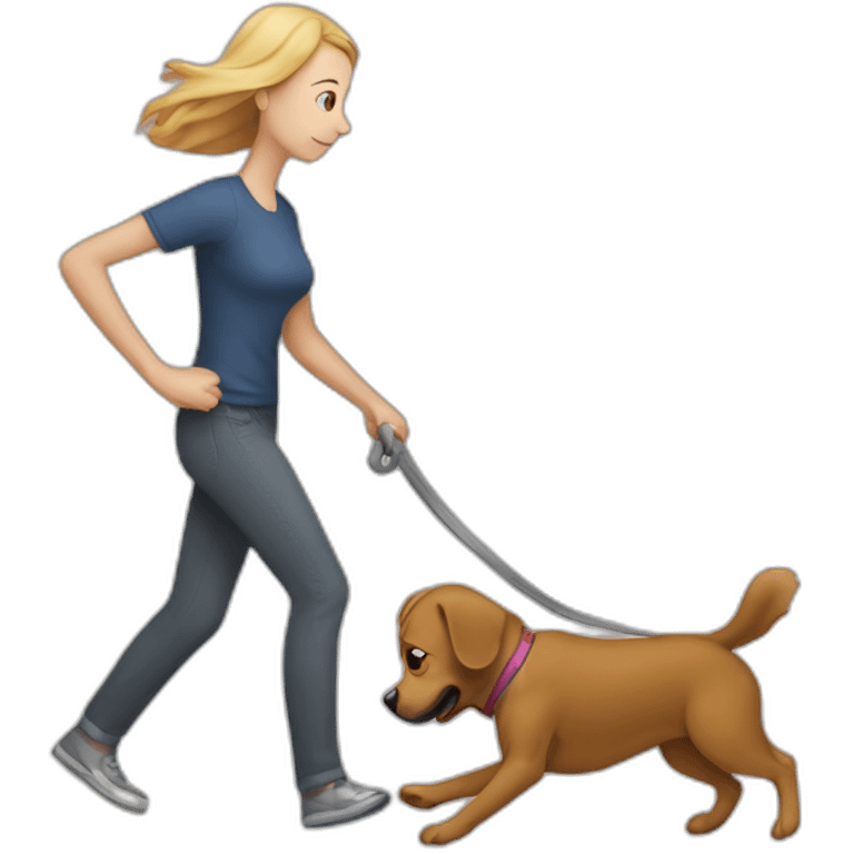 dog dragging human emoji