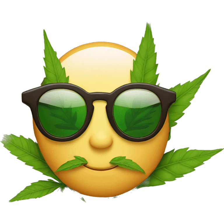 Pot leaf wearing glasses emoji