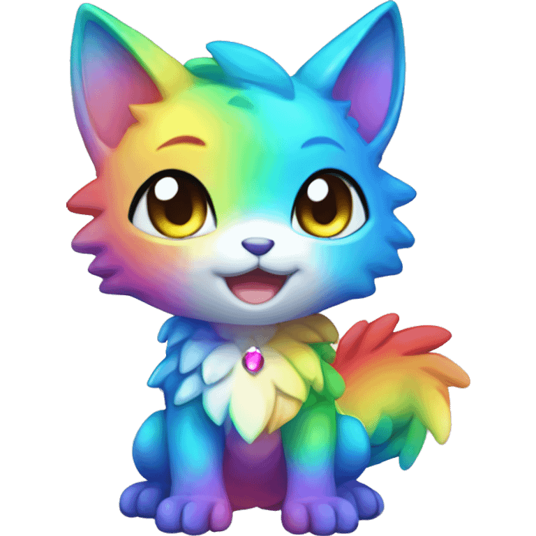 a anthro chibi-style colorful rainbow-gradient-shiny gem-sparkle-Fakémon-hybrid full body emoji