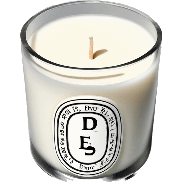 One white diptyque candle with label. Baies scented emoji