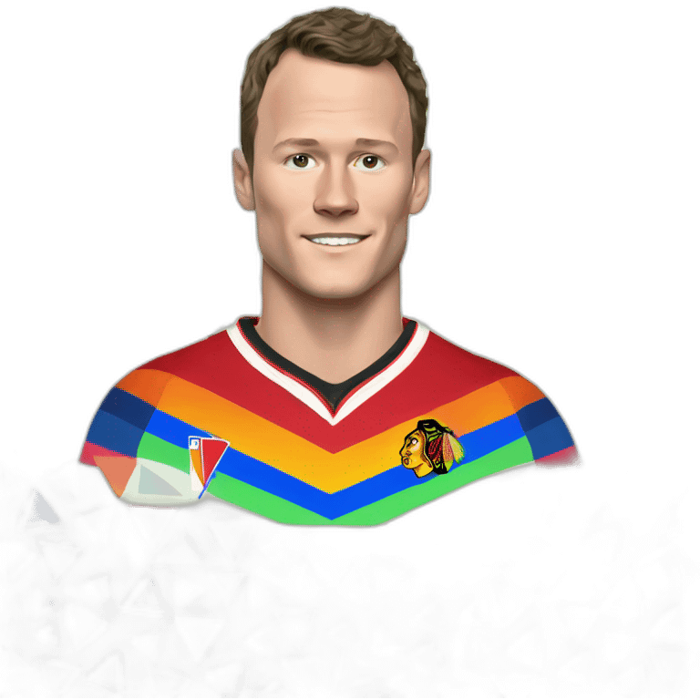 Jonathan Toews in rainbow triangle emoji