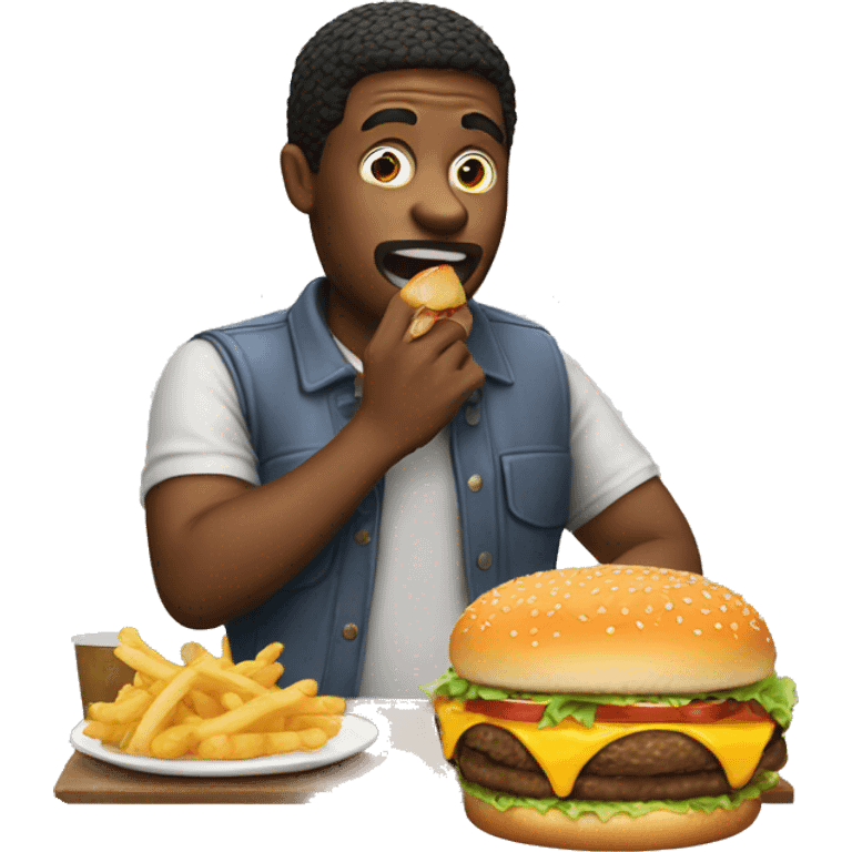 Create an emoji of a men eating burger emoji