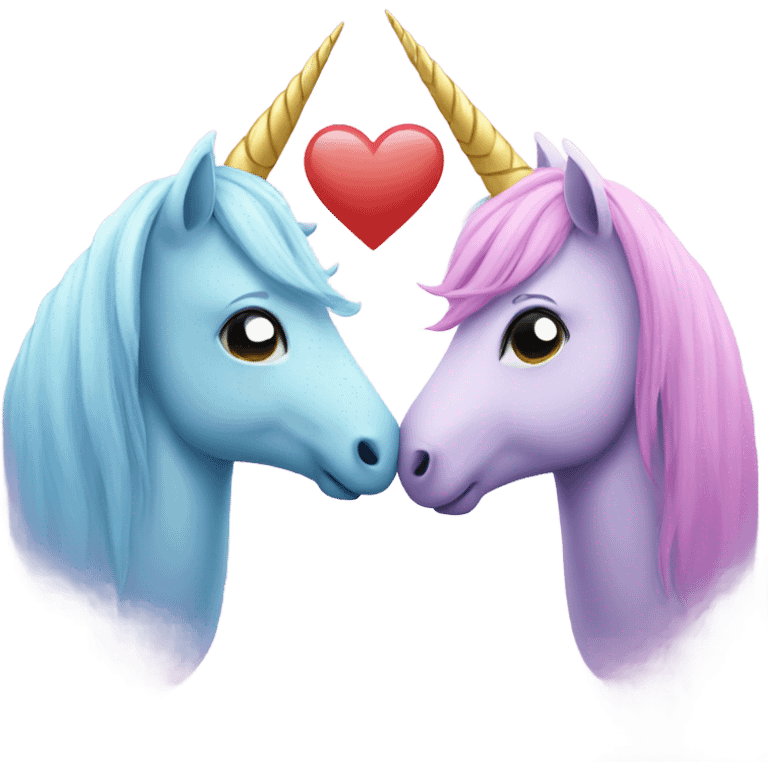 two unicorns kissing emoji