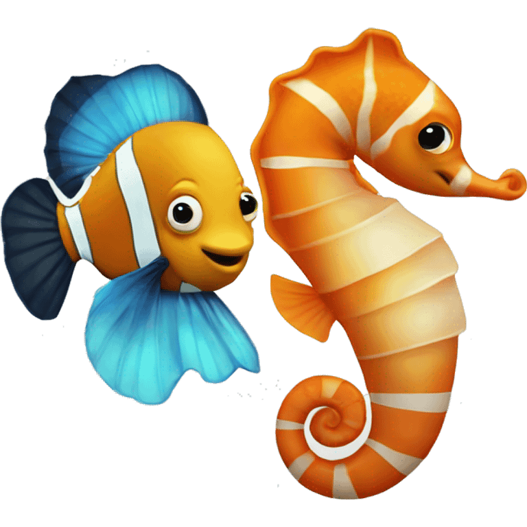 Seahorse with a clownfish emoji