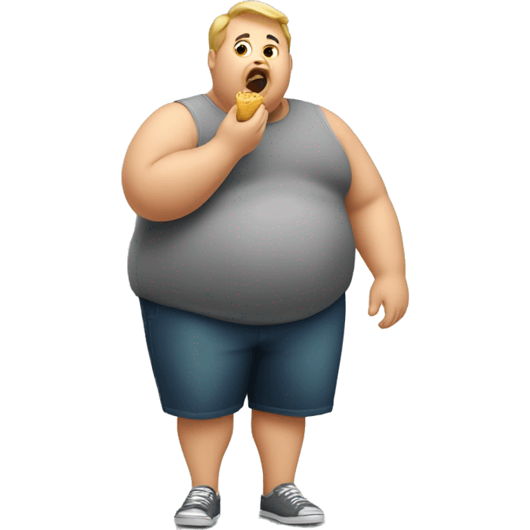 Fat obese guy eating emoji