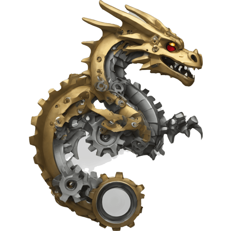 Metallic dragon with gears emoji