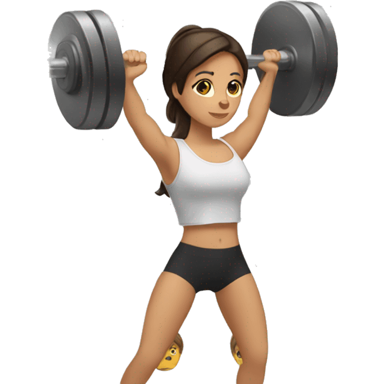 Brunette lifting weights  emoji