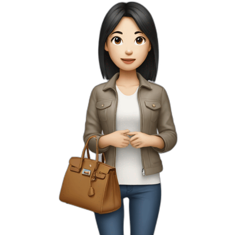 asian girl with Birkin bag emoji