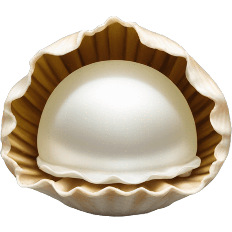 Front facing, open, clamshell with a pearl sitting inside the shell emoji