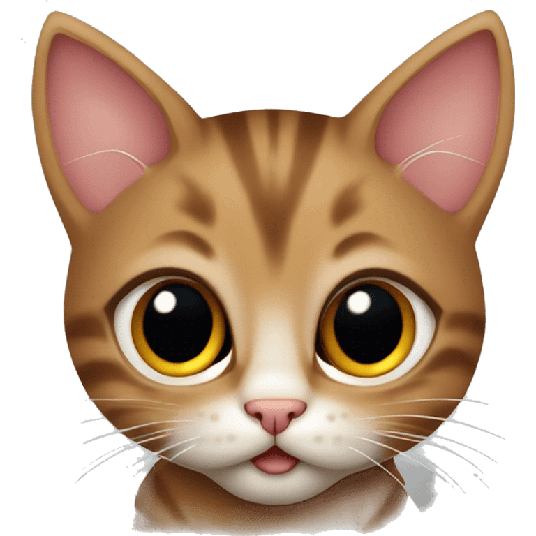 Bruine kitten met grote ogen en wimpers  emoji