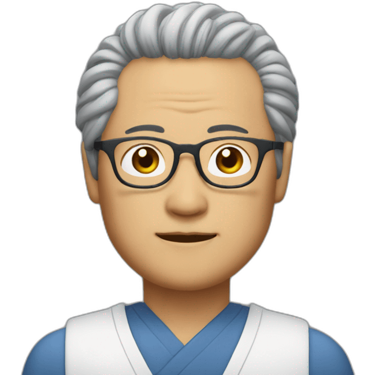 Middle-aged Japanese man with naturally permed glasses emoji