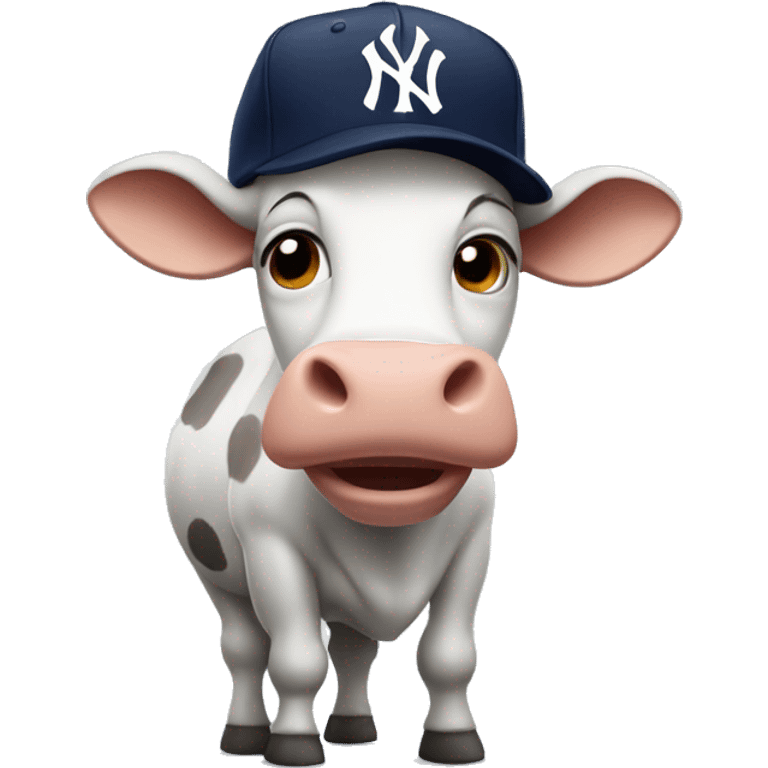 Cow with a New York Yankees hat on emoji