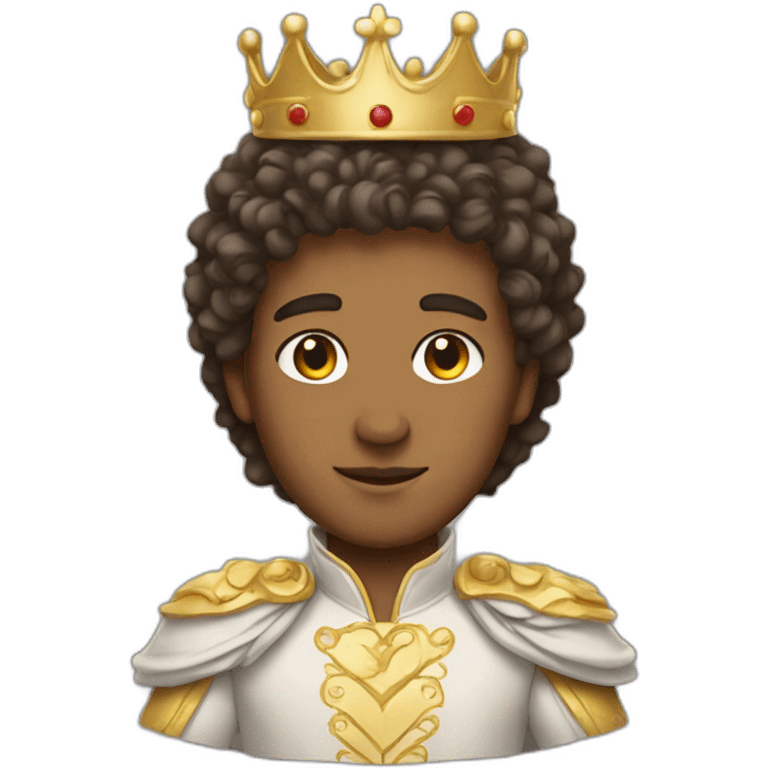 A white prince with curly hair and Crown on a head emoji