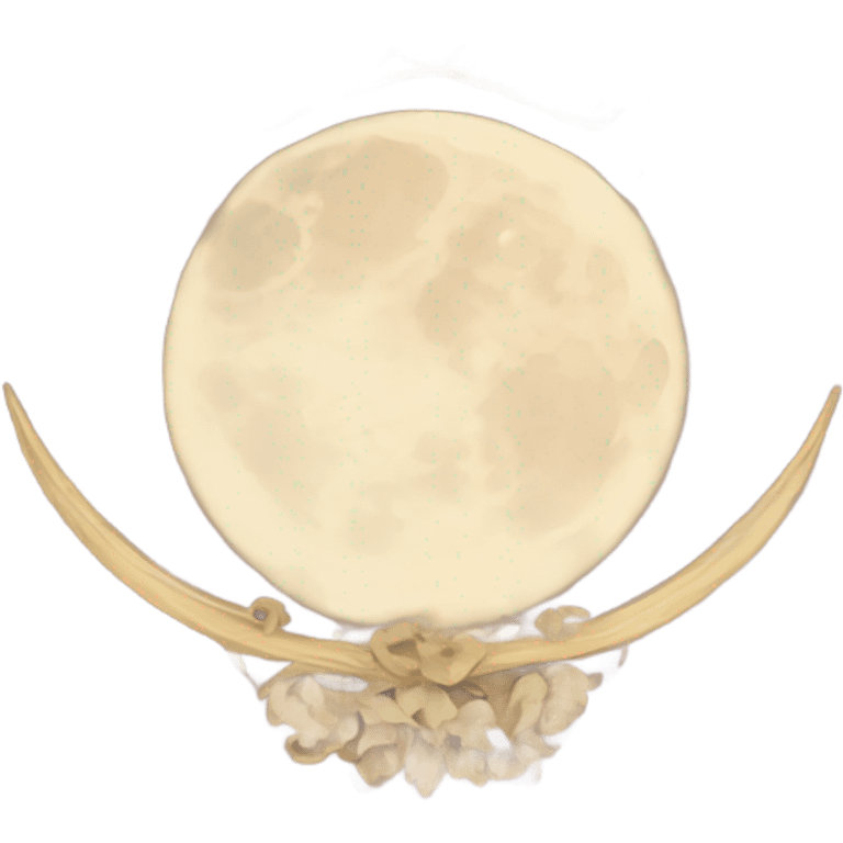 crescent damask moon with roses emoji