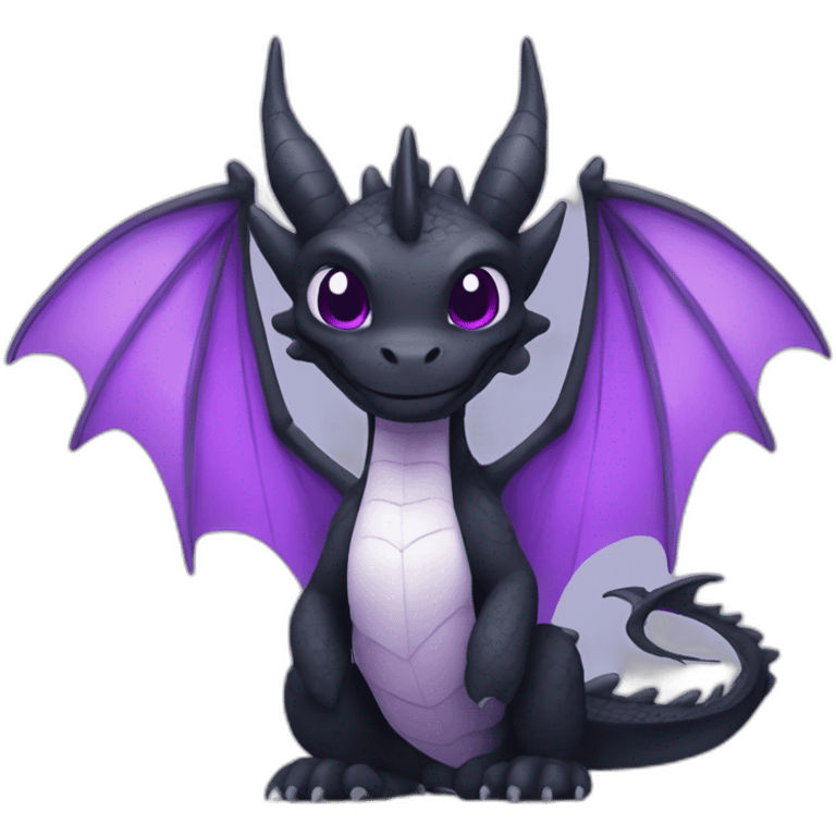 black dragon with white belly and purple wings emoji