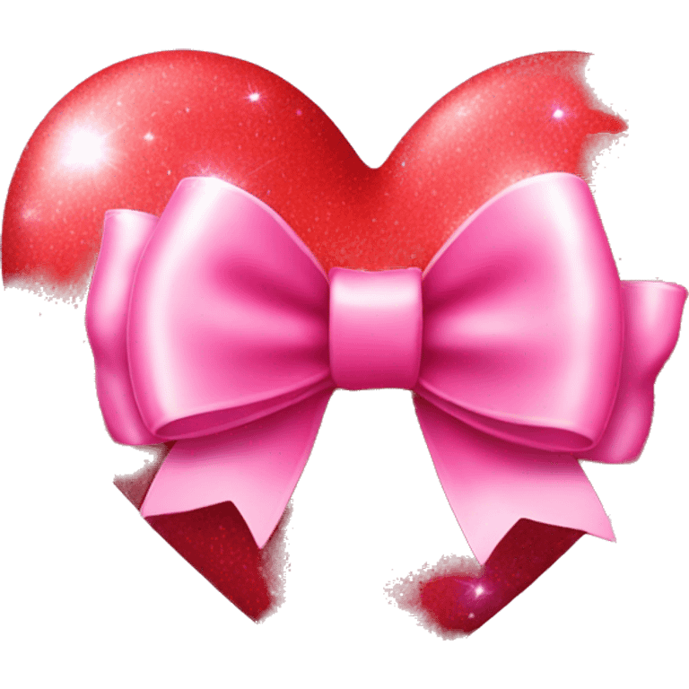 red heart with sparkles and pink bow emoji