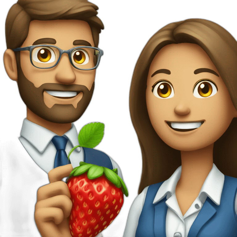 job applicant and a recruiter holding a strawberry emoji