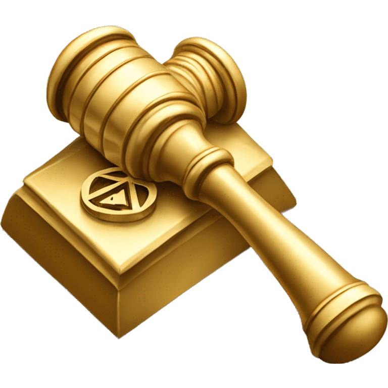 gold gavel with freemason logo and letter g emoji