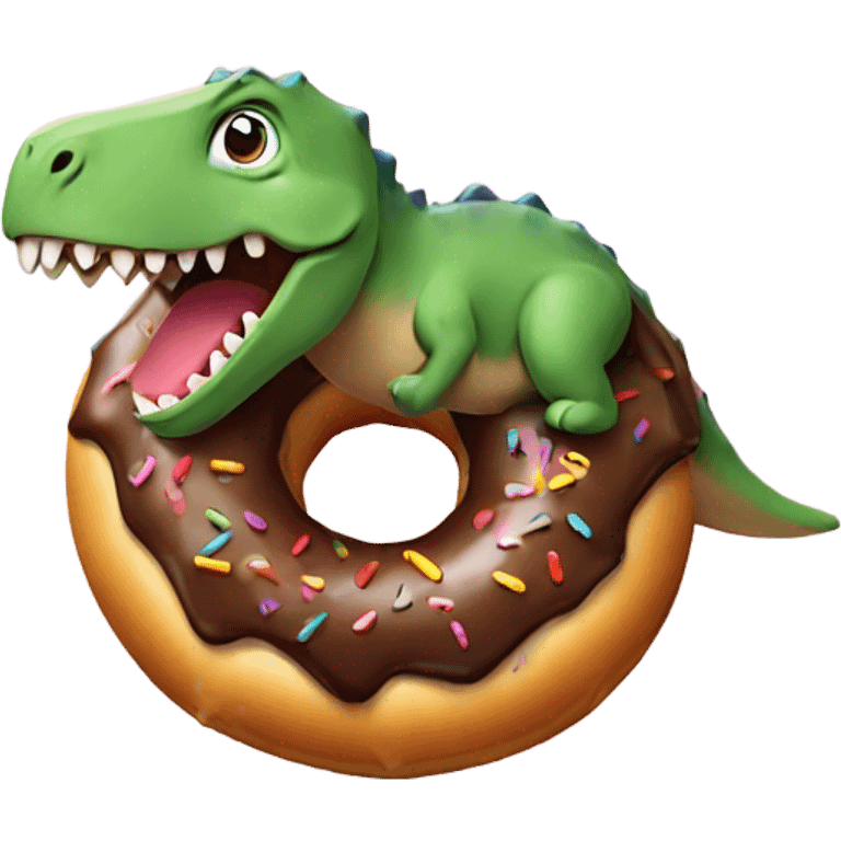 Dinosaur on a donut emoji