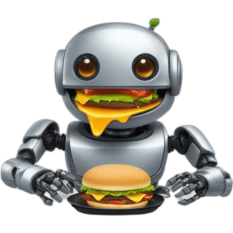 robot eats hamburger emoji