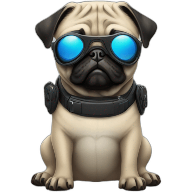 pug with black sunglasses and wearing a cyberpunk suit emoji