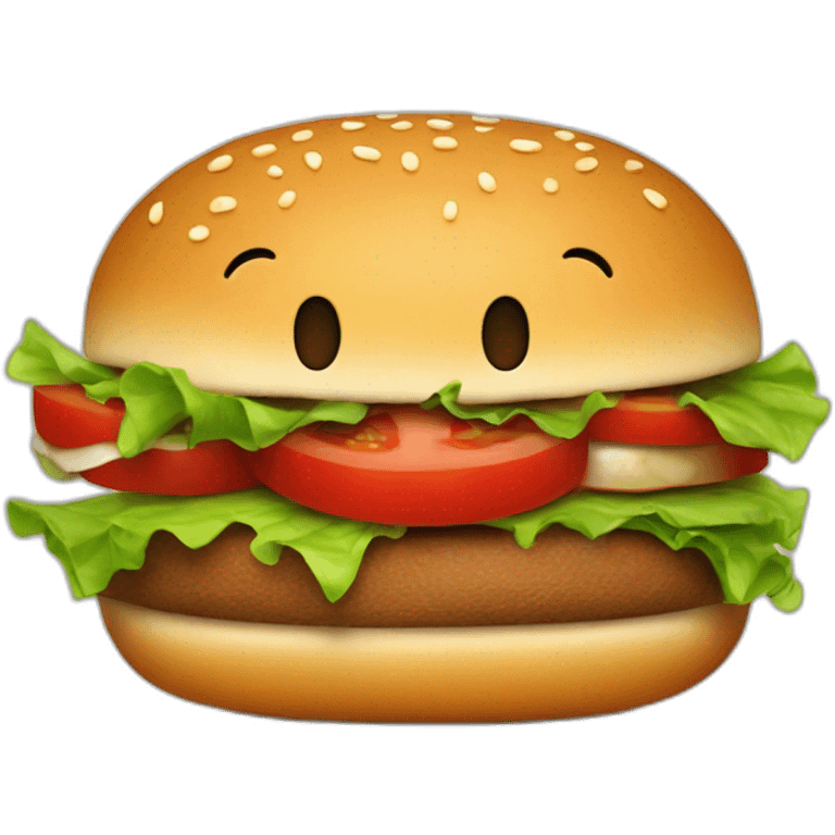 Un burgers qui mange une tomate emoji